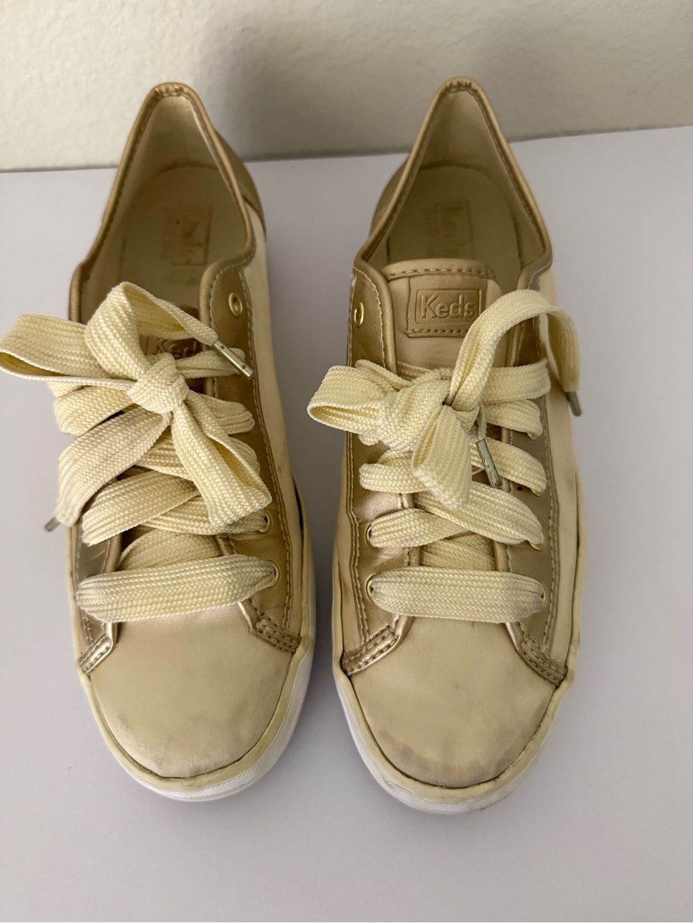 Keds Women's Metallic Cream Lace-Up Sneakers